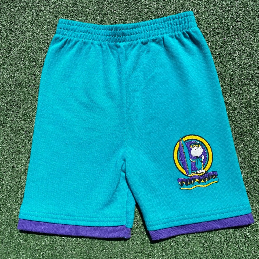 VTG 80s Peanuts Charlie Brown & Gang Surf Squad Color Block Sweat Shorts Boys 3T